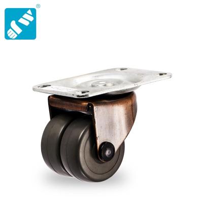 China Aviation Trolley Caster 2 Inch 95kg Load Plate Double Wheel Medium Duty Rubber Top Caster for sale