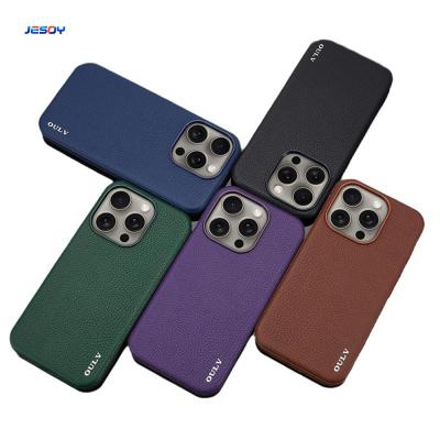 China Vegan Leather Cell Phone Cover Shockproof For IPhone 16 15 Pro Max for sale