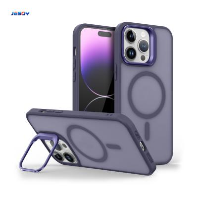 China Military Grade Magnetic Phone Case With Metal Camera Stand for sale