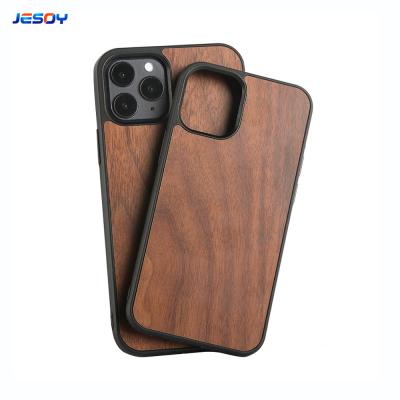 China TPU Bamboo Wooden Phone Case Natural Walnut Wood Phone Cover Shockpoof for sale