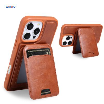 China Custom Logo Leather Phone Case With Magsafe Wallet Stand Card Holder for sale