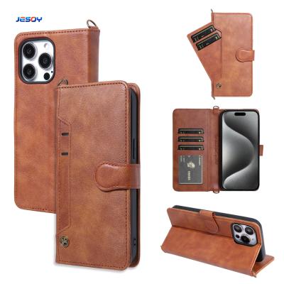 China Wallet Stand Function Flip Pu Leather Phone Cases With Strap for sale