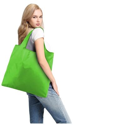 China Strong Lightweight Polyester Handled Reusable Grocery Bags Foldable Washable Shopping Bag Bulk Large Colorful Folding Storage Bag for sale