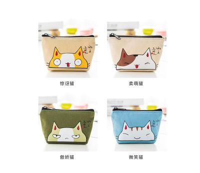 China LOW MOQ New Handled Fashion Korea Style In Running Wallet Coin Canvas Bag Zipper Key Bag for sale