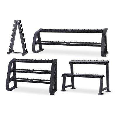 China Fitness Center 3 Row 10 Pairs 6 Pairs Heavy Duty Equipment 3 Tier Commercial Gym Fitness Triangle Rack Set Dumbbell Rack Dumbbell Rack Hex for sale