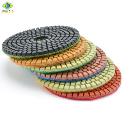 China Stone Polishing 4 Inch/100mm Granite Diamond Wet Polishing Pads For Use In Korea for sale