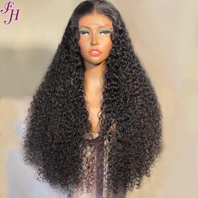 China FH 200 Density HD Closure Wig Black Thick Shedding Soft Straight Curly Wig Pre Pluck HD To Lace Hair Wigs for sale