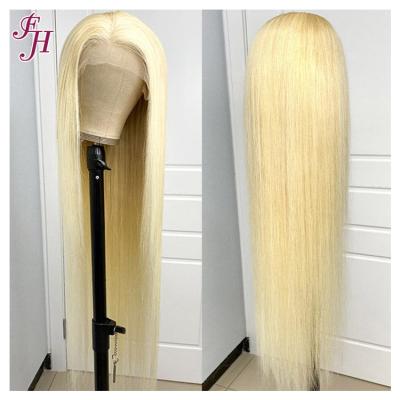 China FH Blonde Straight Lace Front Wigs Soft Thick Shedding Virgin Hair Pre Plucked Blonde Lace Frontal Wig 613 HD Swiss Thin Lace Front Wigs for sale