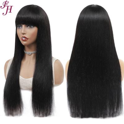 China FH Soft Straight Thick Shedding Virgin Hair Barely Shedding Wigs Grade Peruvian Hair Vendors Wigs 12a 100 Long Straight Hair Wigs With Bangs for sale