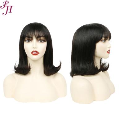 China Wholesale Peruvian Brazilian Barely Shedding Thick Smooth Soft Ombre FH Bob Wig Straight Machine Made Colored Bob Wig With Bang for sale