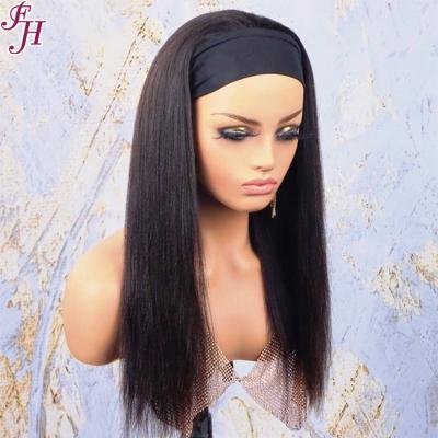 China 100% Natural Black Straight Barely Shedding Wigs Soft Smooth Thick FH Virgin Hair Wig Headband Brazilian Headband Wigs For Color Women Hair for sale