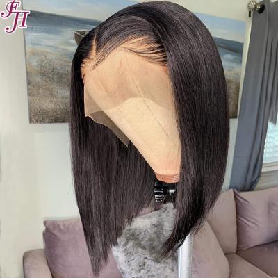 China Wholesale Barely Shedding Soft Thick Smooth HD FH Brazilian Hair Lace Up Great Quality Bob Lace Frontal Wig Bob Wigs Human Hair Straight Front Wig 13x6 for sale