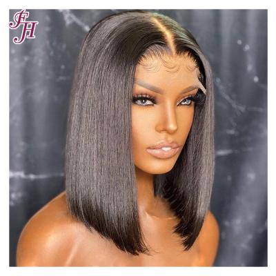 China Hot Selling Barely Shedding Soft Thick Straight Remy Bob Lace Wig With Baby Lace Frontal Wig Bob Wigs High Quality HD Short Closure 4x4 FH for sale