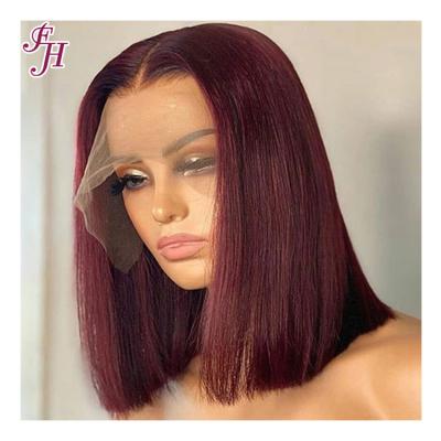 China FH Wholesale Hair Wigs 99j 13x4 HD Hair Bob Wig 99j 13x4 HD Hair Peruvian Barely Shedding Thick Smooth Soft Front Wig For Black Women for sale