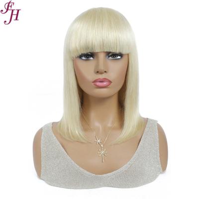 China FH Mink Raw 613 Blonde Virgin Hair Wig Ombre Straight Hair Thick Shedding Soft Smooth Bob Wig Straight Bob Wig 613 With Bang for sale