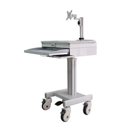 China Modern Hospital Monitor Cart Medical Computing Cart Workstation with LCD Arm Support One Monitor and Lockable Laptop Storage Space for sale