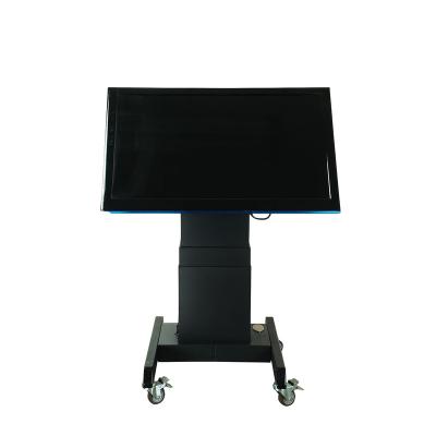 China Easy Motion Motorized Touch Table TV Cart Holds Holds Touch Table Screen Up To 90 Degrees 120kgs Tilt Horizontal Position Max 120kgs. for sale