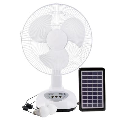 China 12 Inch Tabletop Fan Solar Rechargeable Led Fan Car 12 Inch Backup Charger Solar Desktop Fan Rechargeable for sale