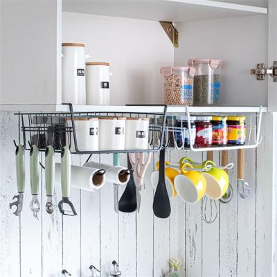 China Viable China Made Multifunctional Bedroom Kitchen Hanging Under Shelf Metal Wire Storage Basket Organizer for sale