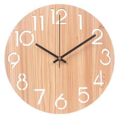 China Antique Style Easy To Install No Drilled Laser Engraving Silent Wooden Modern Home Decoration Wall Clocks Decor for sale