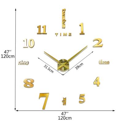 China Creative Modern Wall Clockhome Diy Large Wall Sticker 3d Decorative Frameless Wall Clock for sale