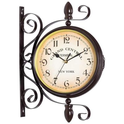 China Unique Retro Style Home Decorative Hotel And Resort Double Sided Wall Clock For Wedding Gift for sale