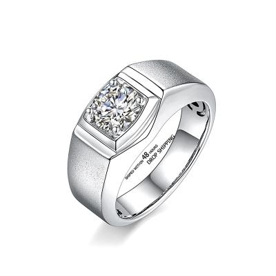 China Redoors CLASSIC Factory Price Shipped Within 48 Hours 1ct Round Moissanite Solitaire Sterling Silver Men Ring for sale