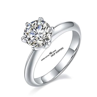 China Redoors Jewelry CLASSIC Wholesale Shipped Within 48 Hours 8mm Round 2.0ct Brilliant Cut Moissanite Sliver Ring for sale