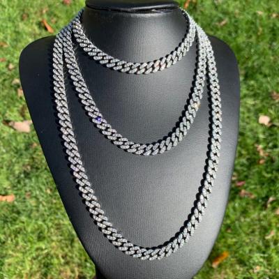 China TRENDY Gold/Silver Diamond Cuban Chain Necklace For Men/Women Miami Blinged Iced Out Platinum Hip Hop Chain for sale