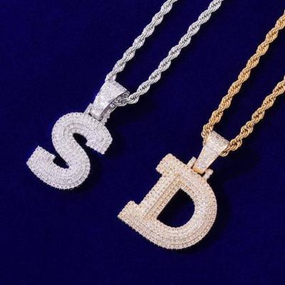 China Europe and America hip hop jewelry 925 silver pendant iced out D color moissanite letters pendant necklace for men hip hop jewelry for sale