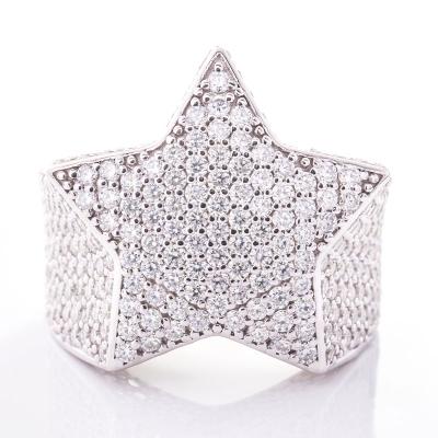 China Redoors FASHION Jewelry Iced Out Hip Hop Star Ring Round Brilliant Cut Moissanite Luxury Melee Ring For Stylish for sale