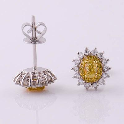 China Vintage Diamond Earrings 18k White Gold With VS Vivid Yellow Natural Diamond Ready To Ship Style for sale