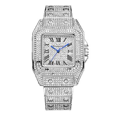 China Luxury Custom VVS Auto Date Ice Out Moissanite Diamond Men Watch Factory Manufacturer With Big Brand Diamond Setting Per Stone Cost for sale