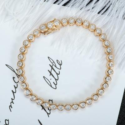 China Popular Redoors fashion beauty bracelet for girls 18K yellow gold bracelet round white DEF color moissanite bracelet for sale