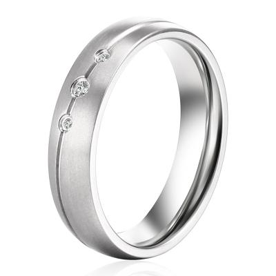 China FASHIONABLE Wholesale Custom Wholesale Luxury Inlay Stone Man Three Stone Pure Titanium Ring CZ For Men Engagement Wedding for sale