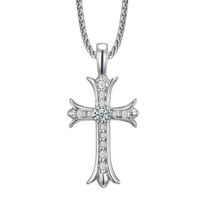 China 2022 Men's Trendy Jewelry Stainless Steel Crystal Cross Pendant Necklace for sale