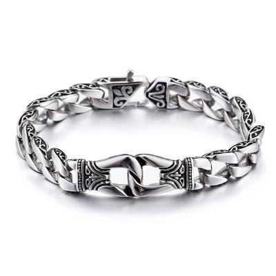 China Vintage Mens 316L Stainless Steel Cuban Chain Celtic Vikings Bracelet for sale