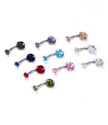 China FASHIONABLE Surgica 316L Stainless Steel Belly Button Rings CZ Crystal Body Jewelry Navel Piercing Rings for sale