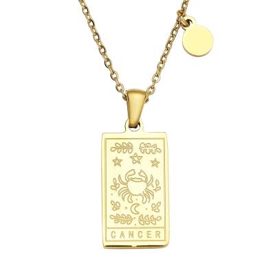 China FASHIONABLE New Design Women Gift High Quality 18K Gold Plated Stainless Steel Zodiac Sign Pendant Necklace for sale