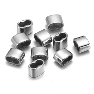 China Stainless Steel Engraved Spacer Beads Charms For 5mm 4mm Round Bracelet Two Hole DIY Leather Jewelry Making Spacer Beads for sale