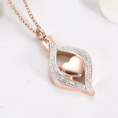 China Memorial Jewelry Cremation Keepsake Jewelry For Ashes Crystal Teardrop Heart Urn Necklace Pendant Memorial For Women for sale