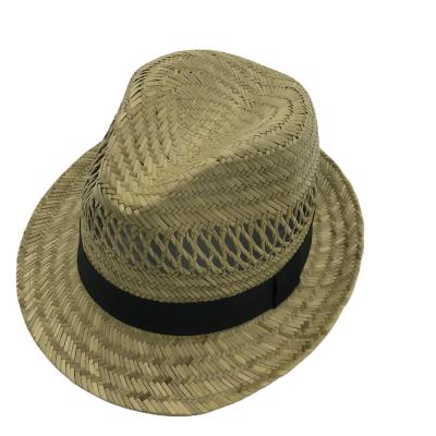 China Factory Supply Manufacturer Character Promotional Customized Logo Natural Straw Fedora Hat Panama Straw Hat for sale