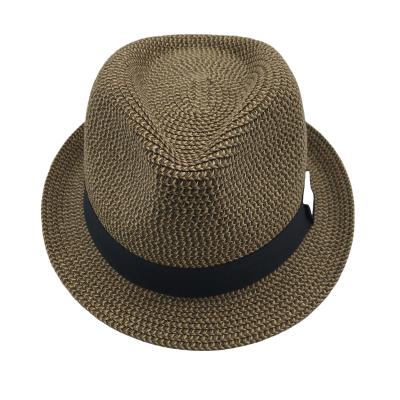 China Character Promotion Factory Price Unisex Mixed Paper Straw Braid Fedora Hats With Customized Logo Ribbon for sale