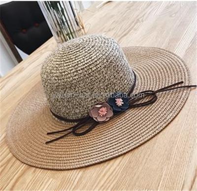 China Character Summer Beach Flower Sun Protection Ladies Straw Hats for sale