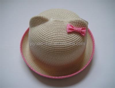 China High Quality Kids Paper Straw Manufacturer Character Porcelain Animal Hat With Bow for sale