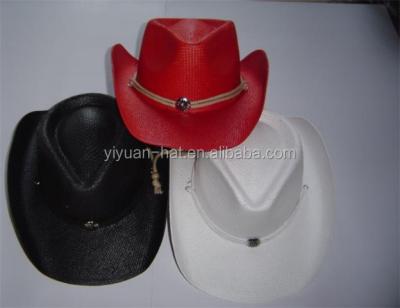 China High Quality Character Toyo Paper Straw Cowboy Hat Colorful Panama Hat With Rope for sale