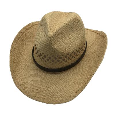 China Factory Supply Classic Wholesale UV Cavity Straw Cowboy Hats Character Factory Supply Sun Protection Raffia Sea Grass Paper for sale