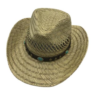 China Wholesale Character Retro Gradient Color Sun UV Protection Straw Cowboy Hats for sale