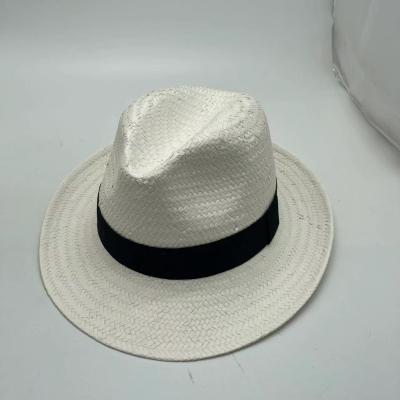 China Verified Factory Price Stocked Paper Straw Hat With Black Band for sale