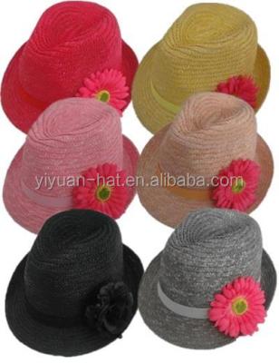 China 2021's Character Factory Price Fashion Wheat Colorful Straw Fedora Beach Hats With Sunflower for sale